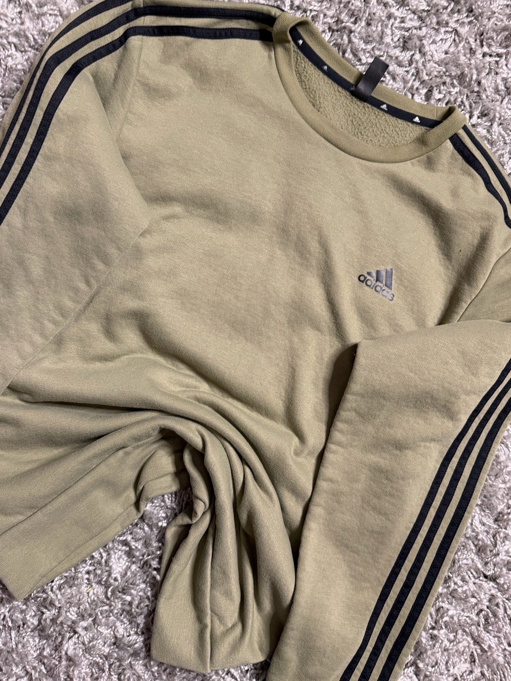 Adidas Green Striped Crewneck